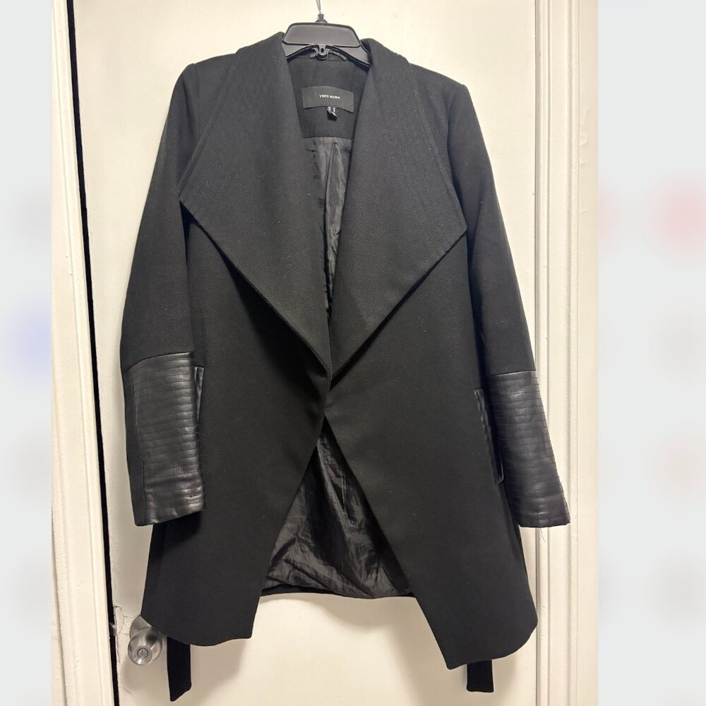 Medium  Black Wrap Trench Vegan Leather Jacket - Vero Moda